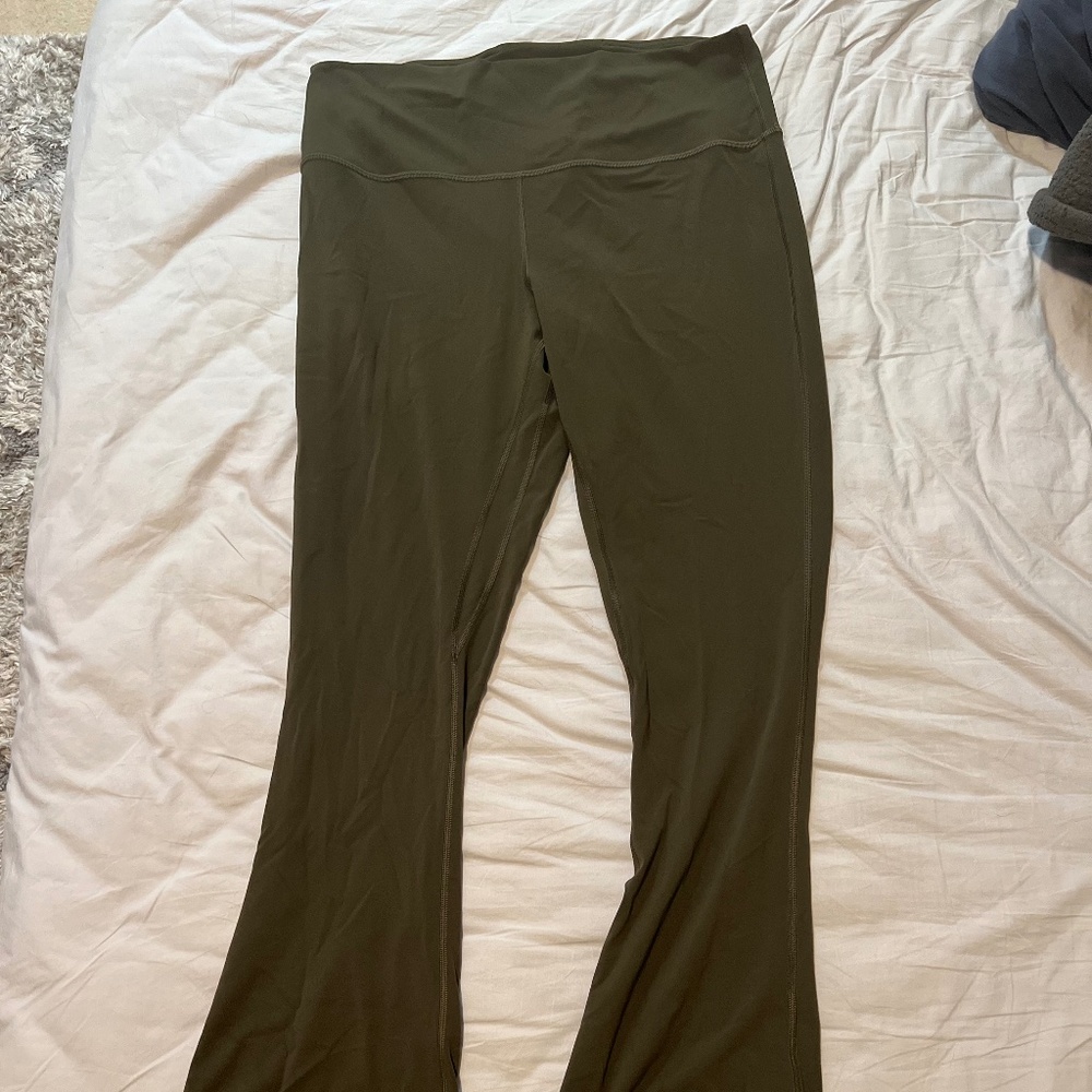 Olive green lululemon flare yoga pants